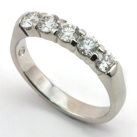 Five Stone Diamond Wedding Band Ring Prong Set 18K .78cts