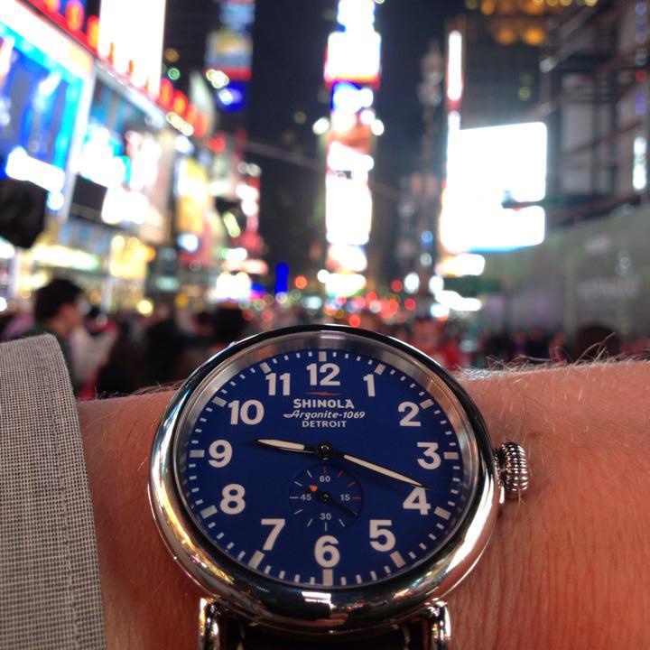 Shinola Runwell Blue Dial Black Leather Strap 41mm Watch S0110000027