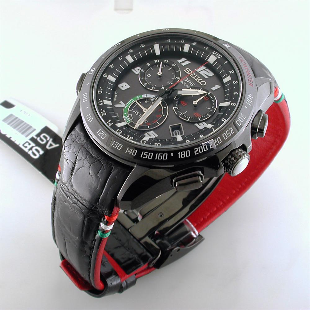 Seiko Astron Giugiaro Limited Edition 2015 GPS Solar Black Titanium Ceramic Tri-Color Watch 44.6mm SSE037