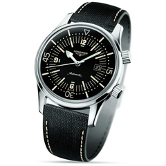 Longines Legend Diver Watch Automatic Black Dial Steel Kevlar Strap 42mm L3.674.4.50.0