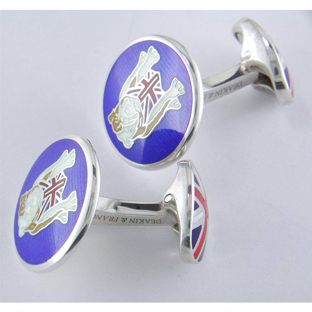 Deakin & Francis British Bulldog Union Jack Flag Sterling Silver Cufflinks