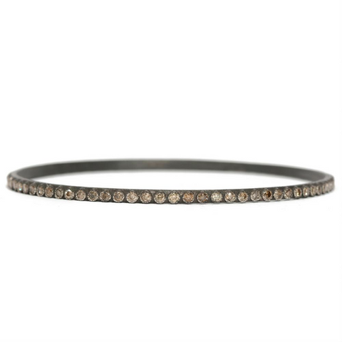Armenta Old World Champagne Diamond Midnight Bangle Bracelet Oxidized Sterling Silver B3130