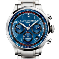 Baume & Mercier Capeland Automatic Chronograph Blue Steel Bracelet 44mm Watch 10066