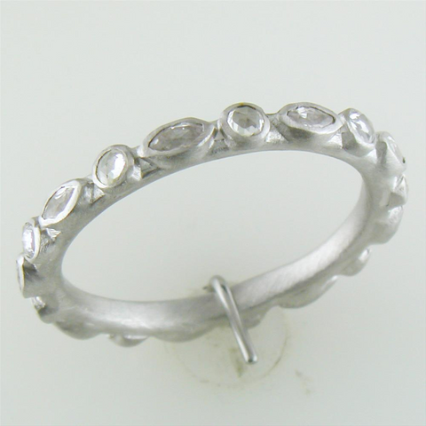 Armenta Multi Eternity Stackable Sterling Silver Round Marquise White Sapphire Band Ring