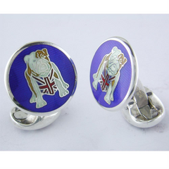 Deakin & Francis British Bulldog Union Jack Flag Sterling Silver Cufflinks