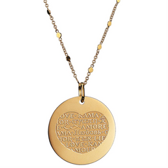 Pasquale Bruni Amore Love Heart Disc Pendant Necklace in 18K Yellow Gold