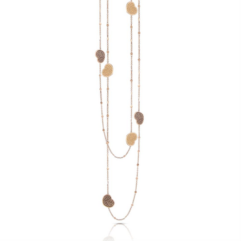 Pasquale Bruni Rose Gold Heart Station Amore Pink Karma Necklace 42.5"