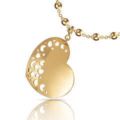 Pasquale Bruni Yellow Gold Heart Charm with Moons & Stars Pendant Necklace