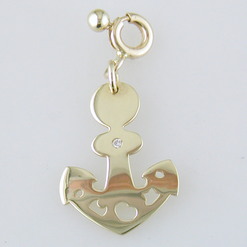 Pasquale Bruni Le Monde Anchor Charm Pendant 18K Yellow Gold with Diamond 14252G