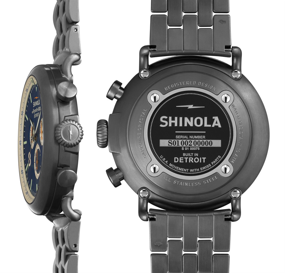 Shinola Gents 47mm Runwell Chronograph Crontrast Stainless Steel Watch 10000075