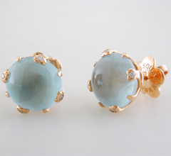 Pasquale Bruni Bon Ton Blue Moon Quartz Rose Gold Stud Earrings 14752R