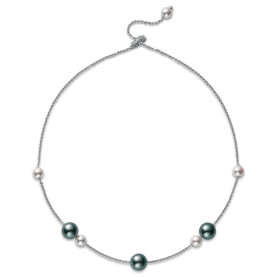 Mikimoto Pearls in Motion Akoya & South Sea Pearl Necklace with Diamonds