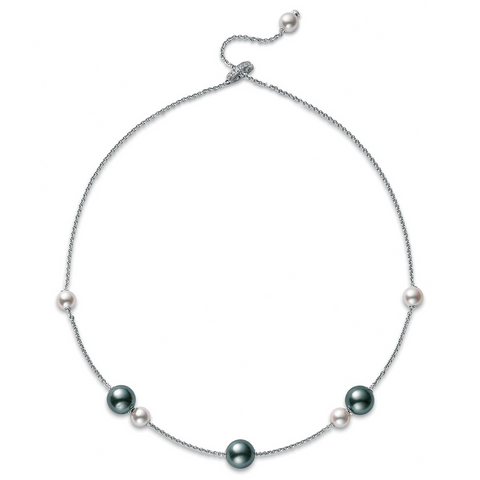Mikimoto Pearls in Motion Akoya & South Sea Pearl Necklace with Diamonds