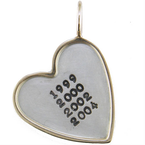 Heather Moore Heart Charm Pendant "My Little Chicklets" Child's Birth Years Silver & Gold