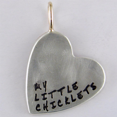 Heather Moore Heart Charm Pendant "My Little Chicklets" Child's Birth Years Silver & Gold