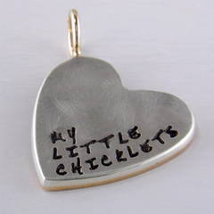 Heather Moore Heart Charm Pendant "My Little Chicklets" Child's Birth Years Silver & Gold
