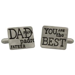 Heather Moore Sterling Silver "Best Dad" Graffiti Rectangle Cufflinks