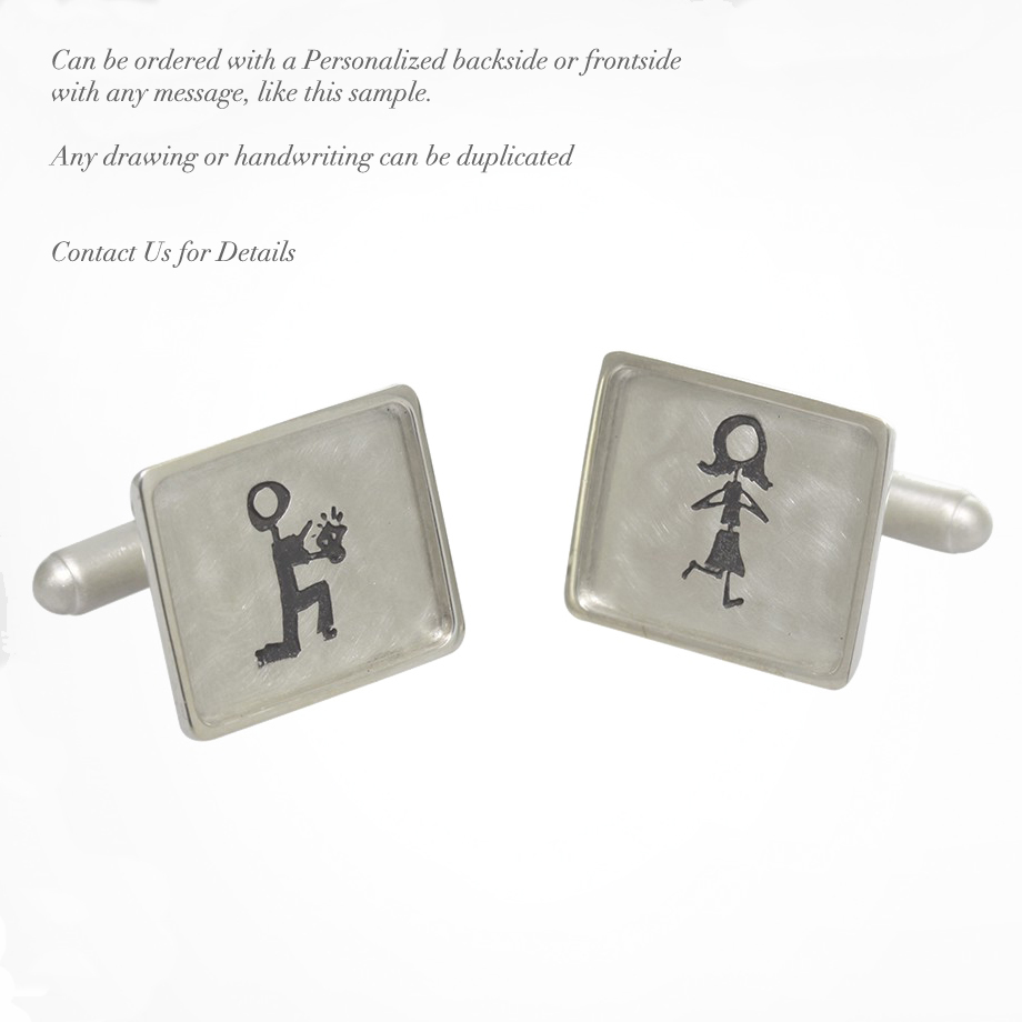 Heather Moore Sterling Silver "Best Dad" Graffiti Rectangle Cufflinks