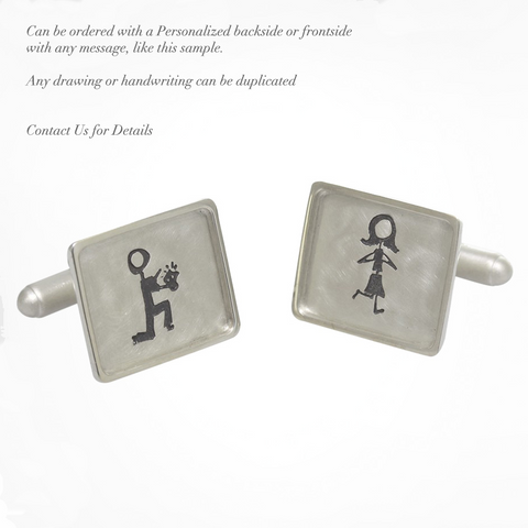 Heather Moore Sterling Silver "Best Dad" Graffiti Rectangle Cufflinks