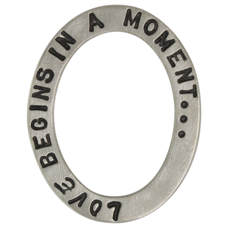 Heather Moore "Love Begins in a Moment" Open Oval Silver Charm Pendant