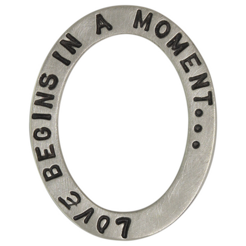 Heather Moore "Love Begins in a Moment" Open Oval Silver Charm Pendant