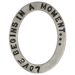 Heather Moore "Love Begins in a Moment" Open Oval Silver Charm Pendant