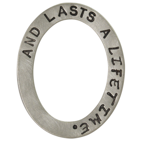 Heather Moore "Love Begins in a Moment" Open Oval Silver Charm Pendant