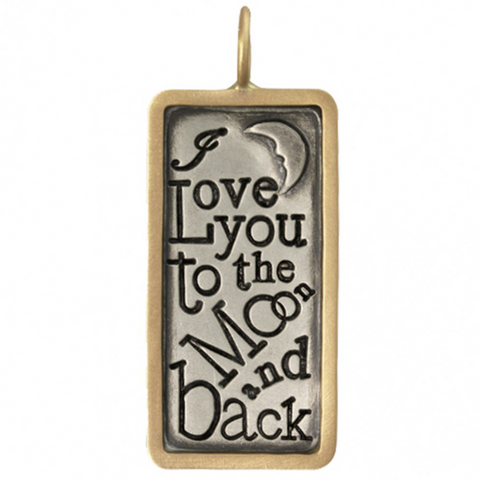 Heather Moore "Love to the Moon & Back" Silver & Yellow Gold ID Tag Original Frame
