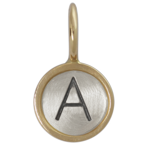 Heather Moore Single Letter Initial Charm Pendant Silver with Yellow Gold Frame