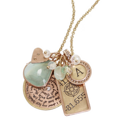 Heather Moore "Live" Handwritten Round 14K Green Gold Charm Pendant