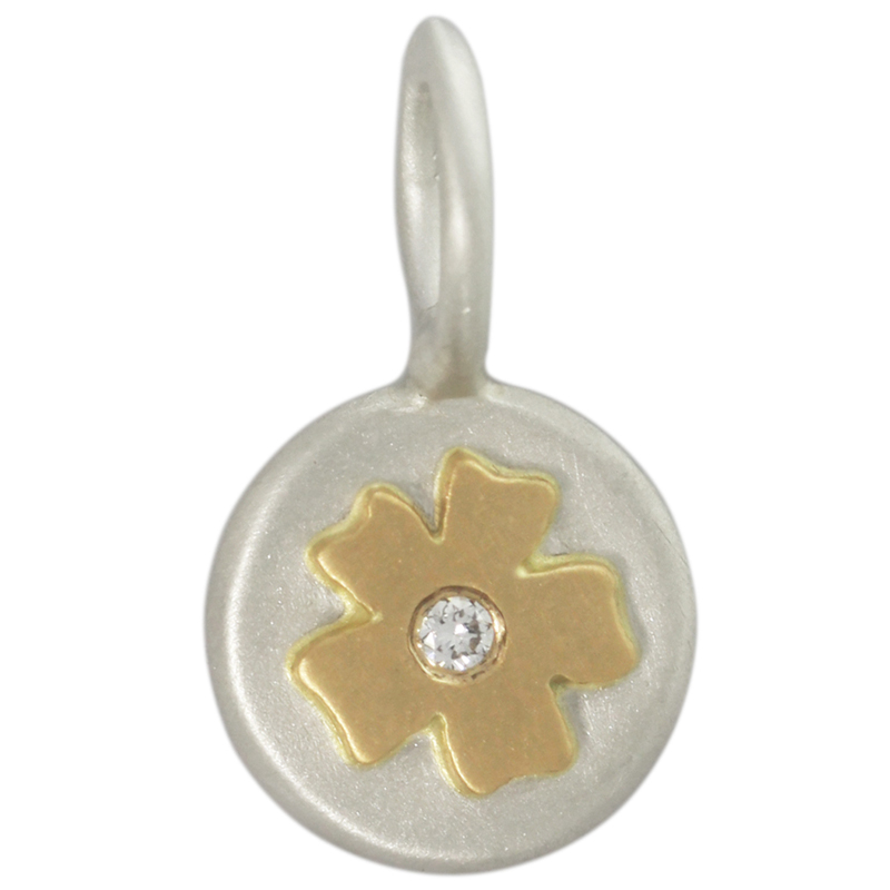 Heather Moore Unframed Diamond Cherry Blossom Flower Charm, Silver & Yellow Gold, Size 1