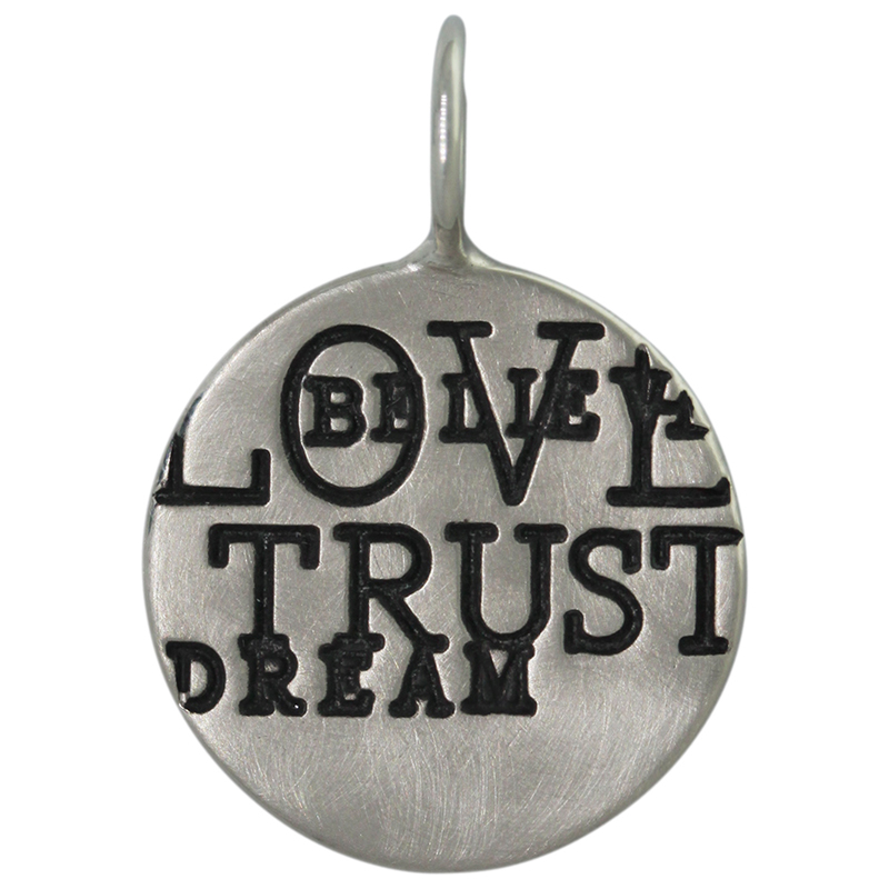 Heather Moore "Love, Trust, Dream, Believe" Daisy Charm Silver Pendant