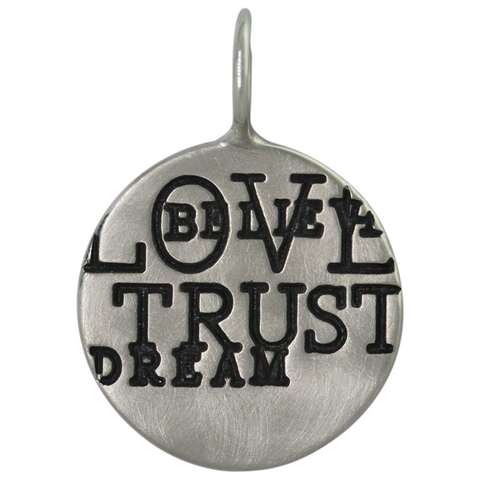 Heather Moore "Love, Trust, Dream, Believe" Daisy Charm Silver Pendant