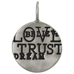 Heather Moore "Love, Trust, Dream, Believe" Daisy Charm Silver Pendant