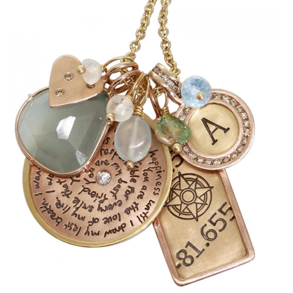 Heather Moore Oval Heart Charm Pendant in Silver with Yellow Gold Frame