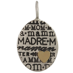 Heather Moore Oval Unframed Silver Mom Mother Graffiti Charm Pendant