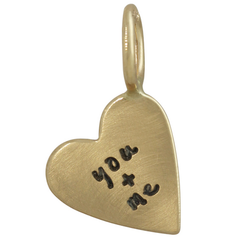 Heather Moore Unframed Heart Charm "You & Me" 14K Yellow Gold 102866 Size 1