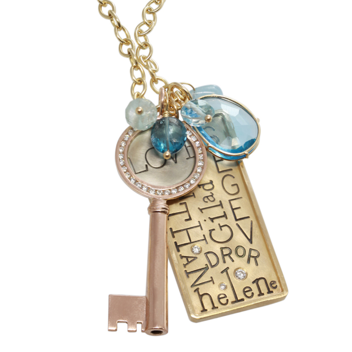 Heather Moore Rose Quartz Harriet Stone Group 1 Yellow Gold Charm Pendant