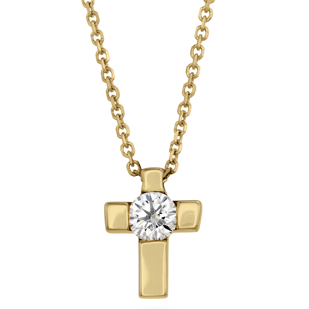 Hearts on Fire Charmed Cross Diamond Pendant Necklace Yellow Gold