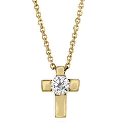 Hearts on Fire Charmed Cross Diamond Pendant Necklace Yellow Gold