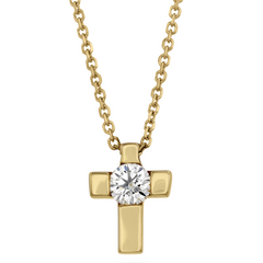 Hearts on Fire Charmed Cross Diamond Pendant Necklace Yellow Gold