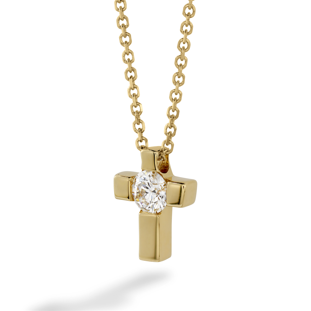 Hearts on Fire Charmed Cross Diamond Pendant Necklace Yellow Gold