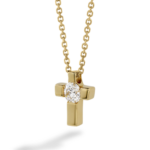 Hearts on Fire Charmed Cross Diamond Pendant Necklace Yellow Gold