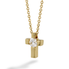 Hearts on Fire Charmed Cross Diamond Pendant Necklace Yellow Gold