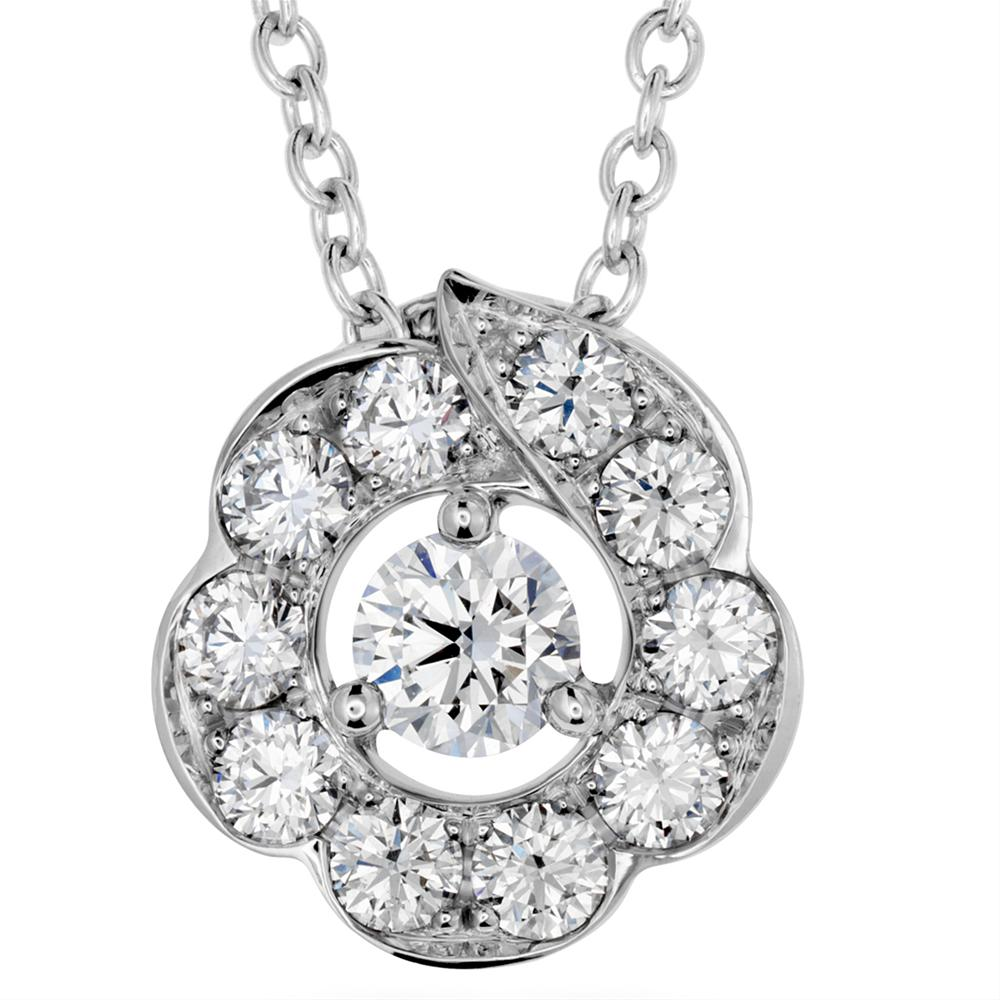 Hearts On Fire Lorelei Bloom Diamond Pendant Necklace 18K White Gold .46cts