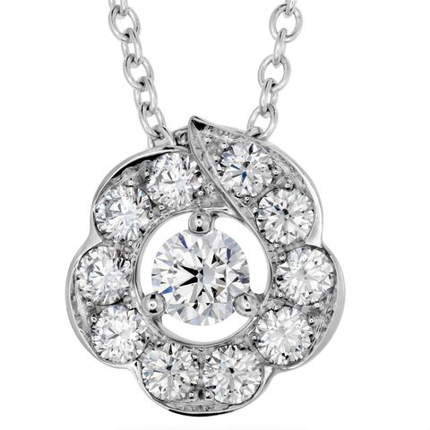 Hearts On Fire Lorelei Bloom Diamond Pendant Necklace 18K White Gold .46cts