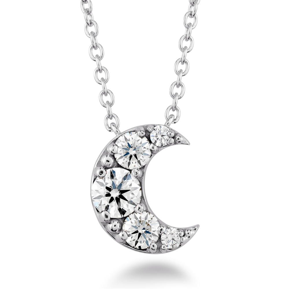 Hearts on Fire Fulfillment Diamond Half Crescent Moon Pendant Necklace 18K White Gold