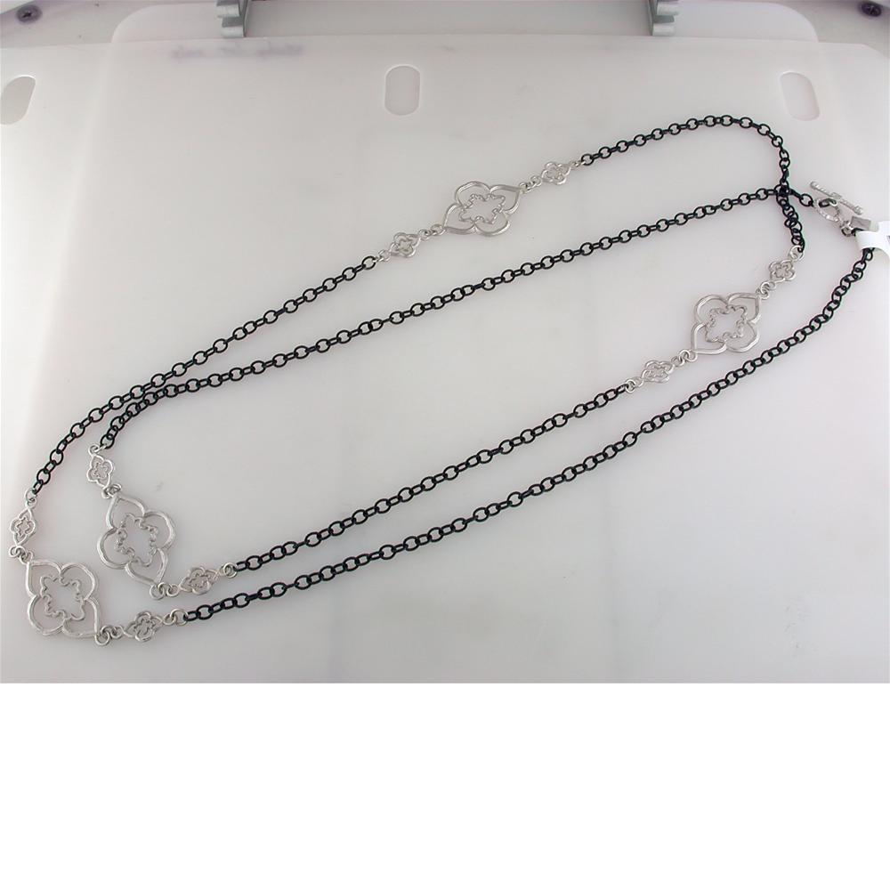 Armenta Oxidized Blackened Silver Cable Chain with Large Scroll Stations