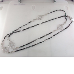 Armenta Oxidized Blackened Silver Cable Chain with Large Scroll Stations