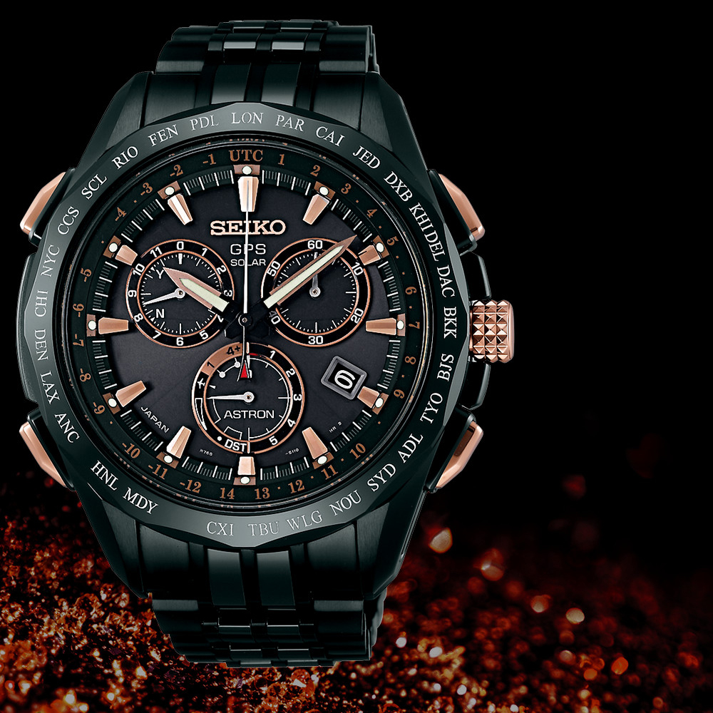 Seiko Astron GPS Black Titanium & Rose Gold Limited Edition Resort Solar Watch SSE019